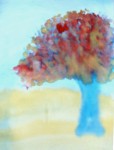 child's painting of autumn tree